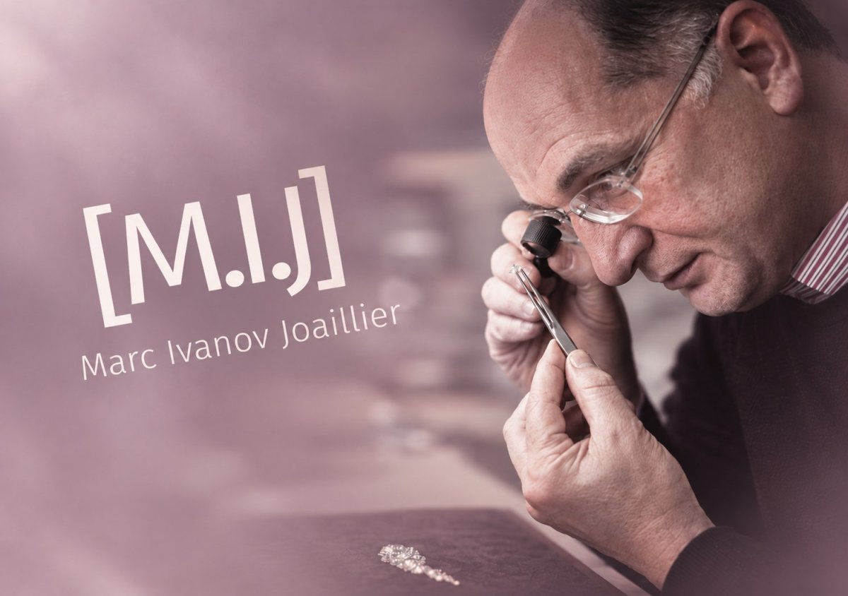 Marc Ivanov, maître joaillier et diamantaire, examine une pierre à la loupe dans son atelier